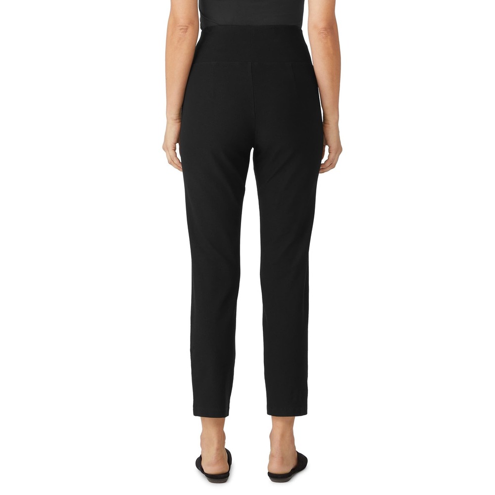 Eileen Fisher High Waist Slim Ankle Ponte Pants Pull-On Black Large Comfortable